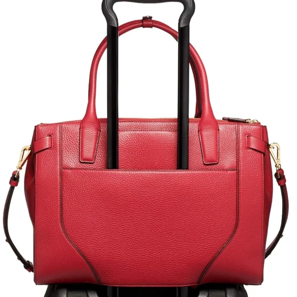 Tumi Stanton Kiran Leather Tote in Raspberry Red - Picture 2 of 15
